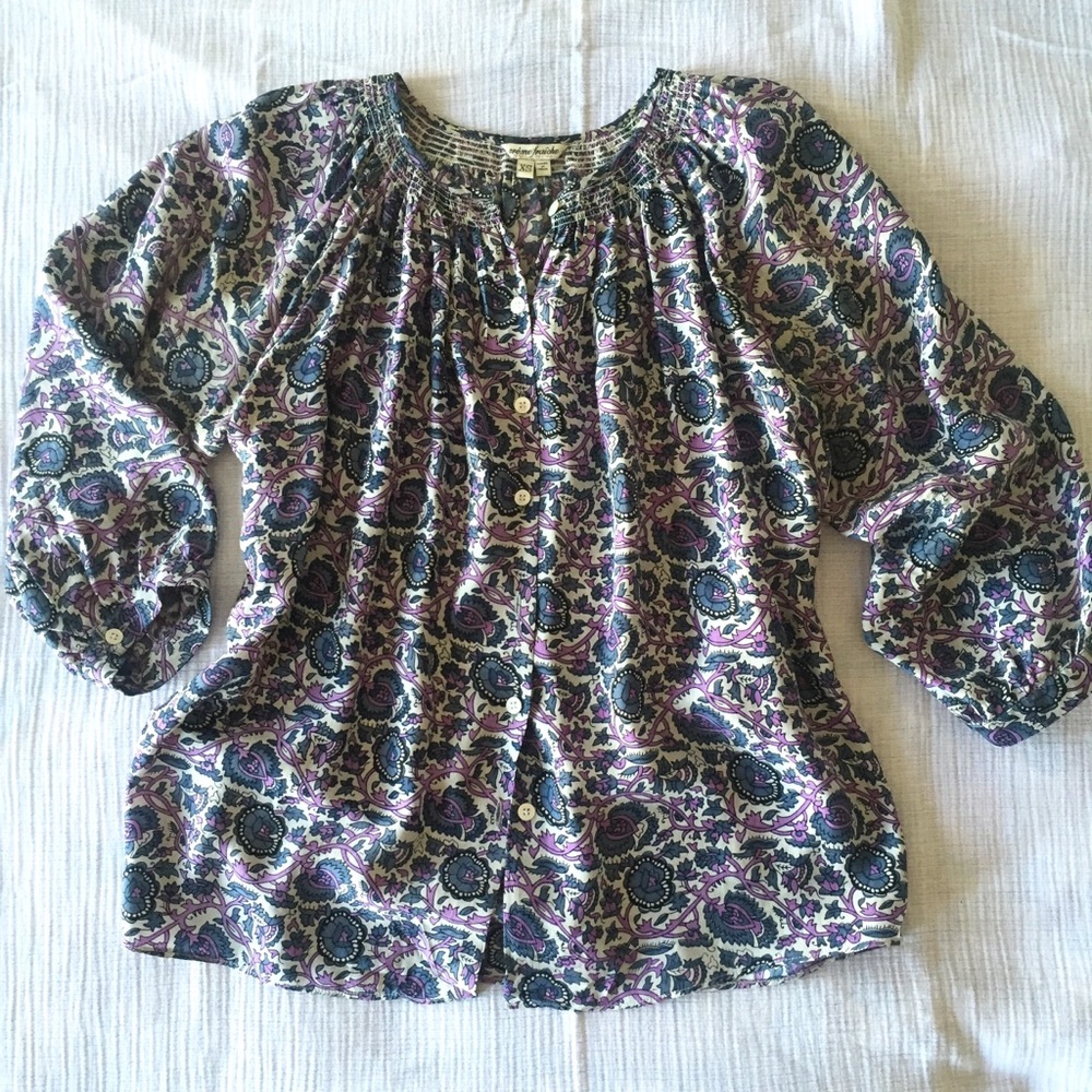 Beautiful boho silk peasant blouse